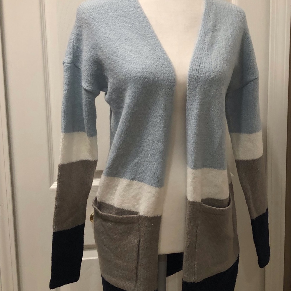 Love X Design Stripped Long Tunic Cardigan Cover Up, Size S